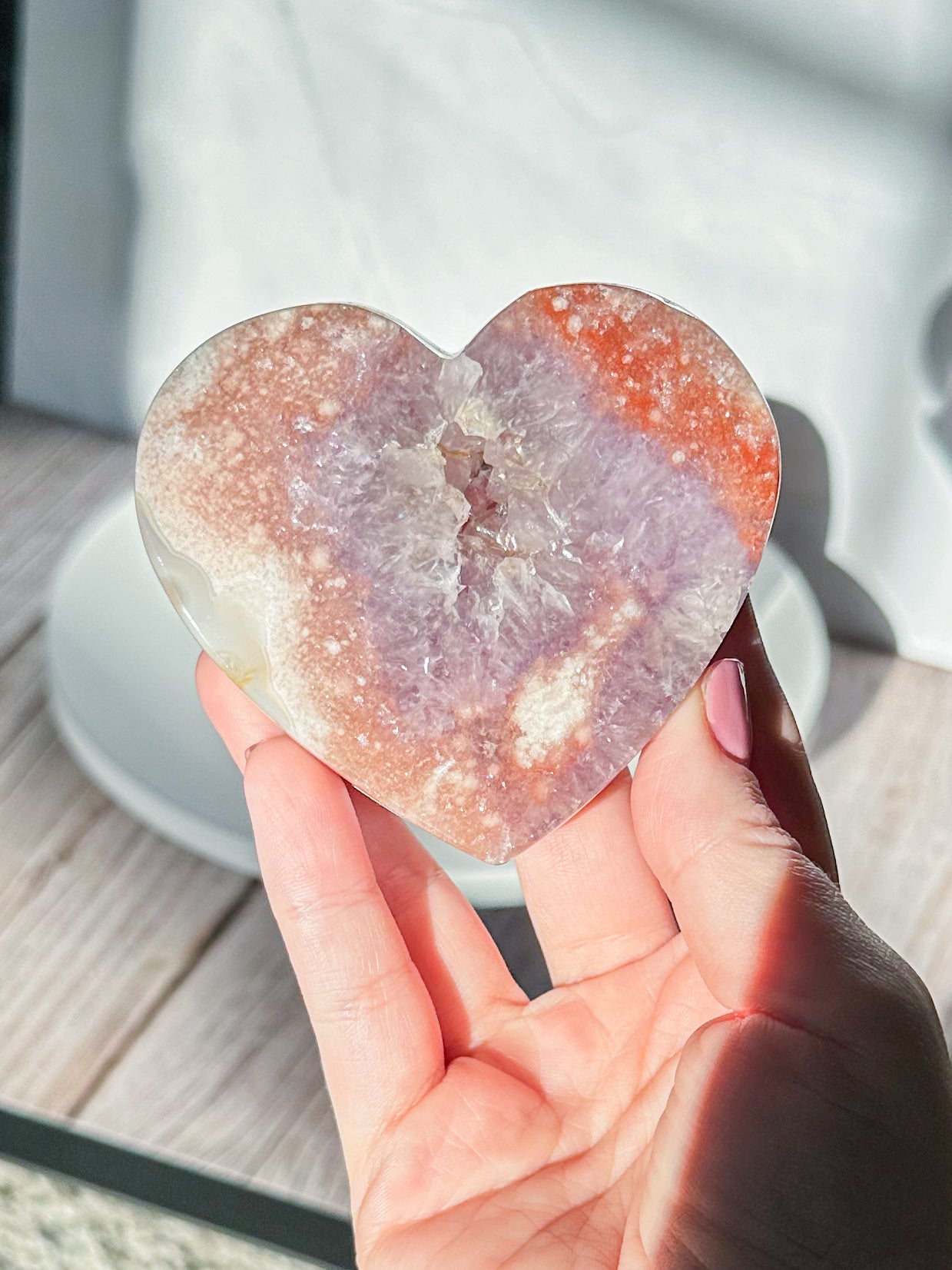 Pink Amethyst x Flower Agate Hearts