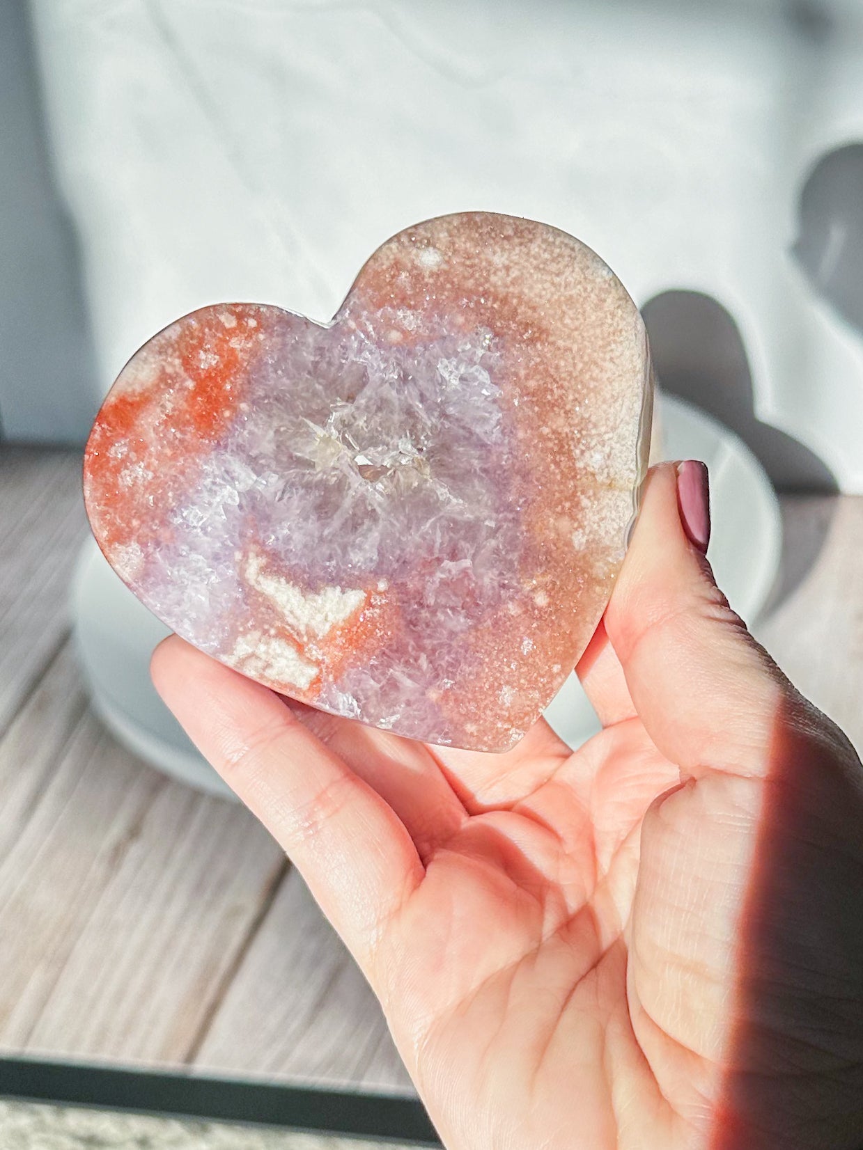 Pink Amethyst x Flower Agate Hearts