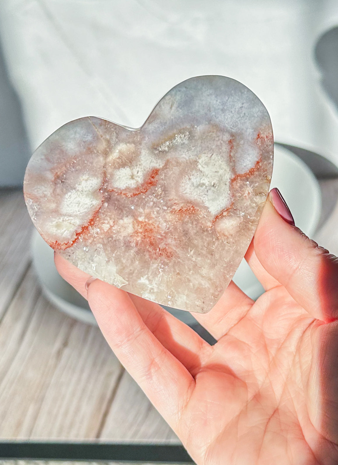 Pink Amethyst x Flower Agate Hearts