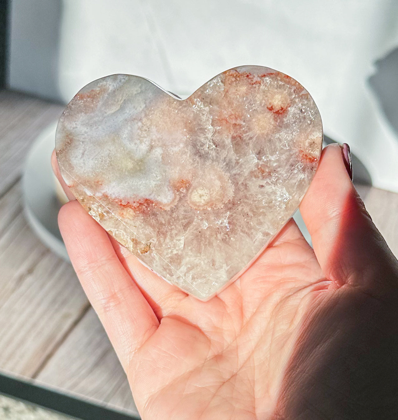 Pink Amethyst x Flower Agate Hearts