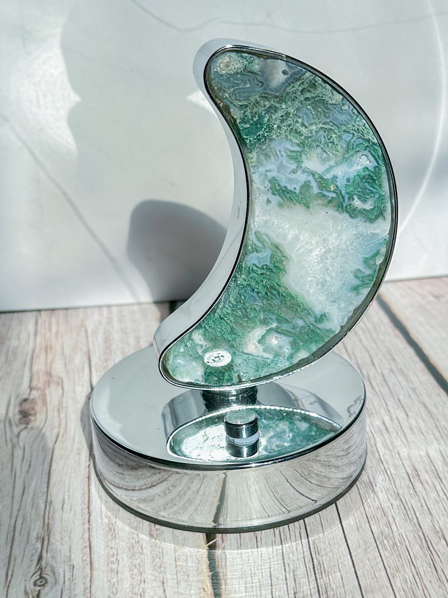 Moss Agate Moon Lamp