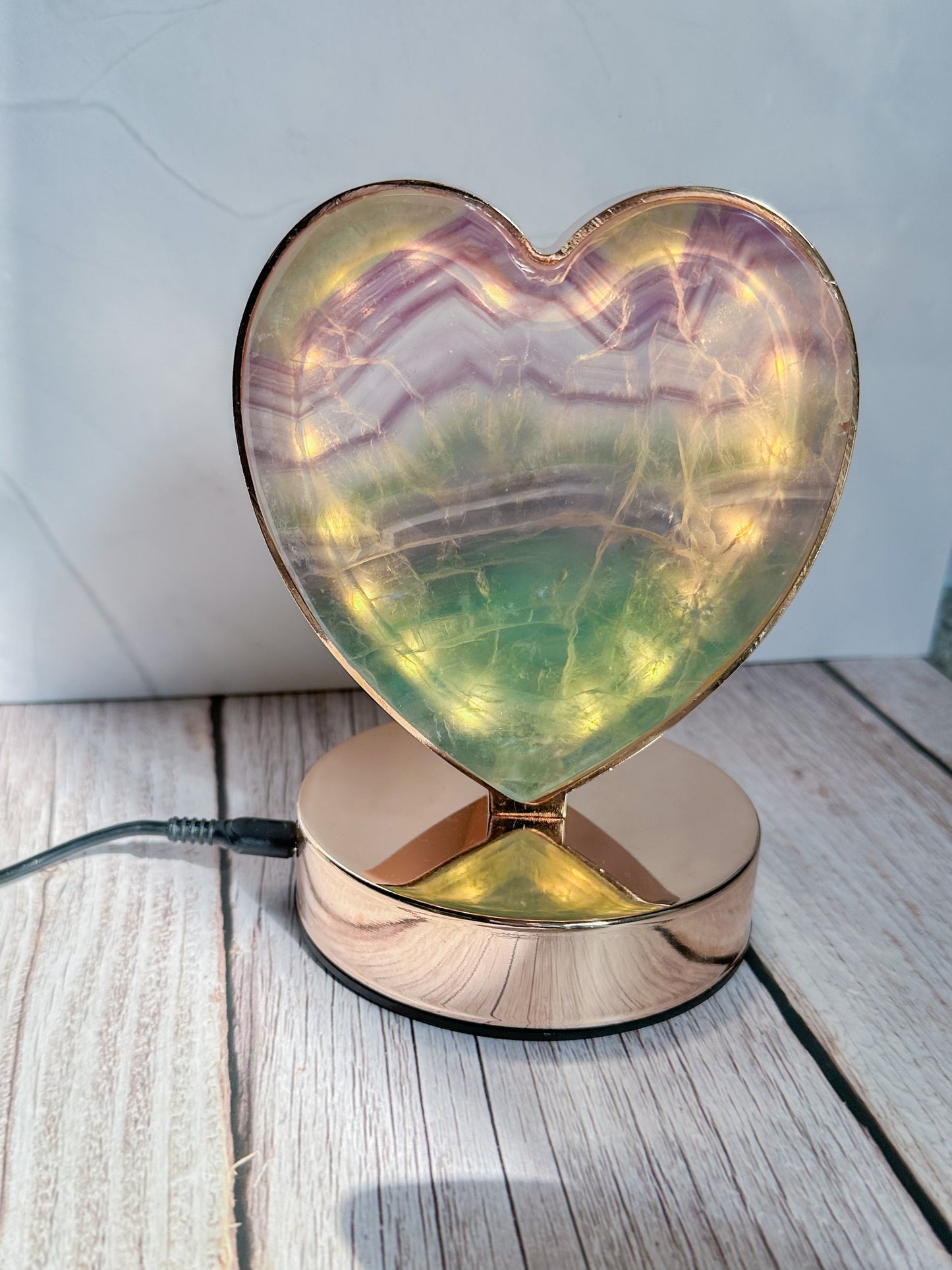 Fluorite Heart Lamp