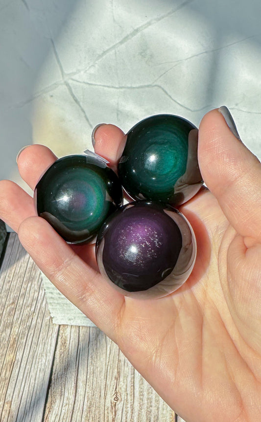 Rainbow Obsidian Spheres