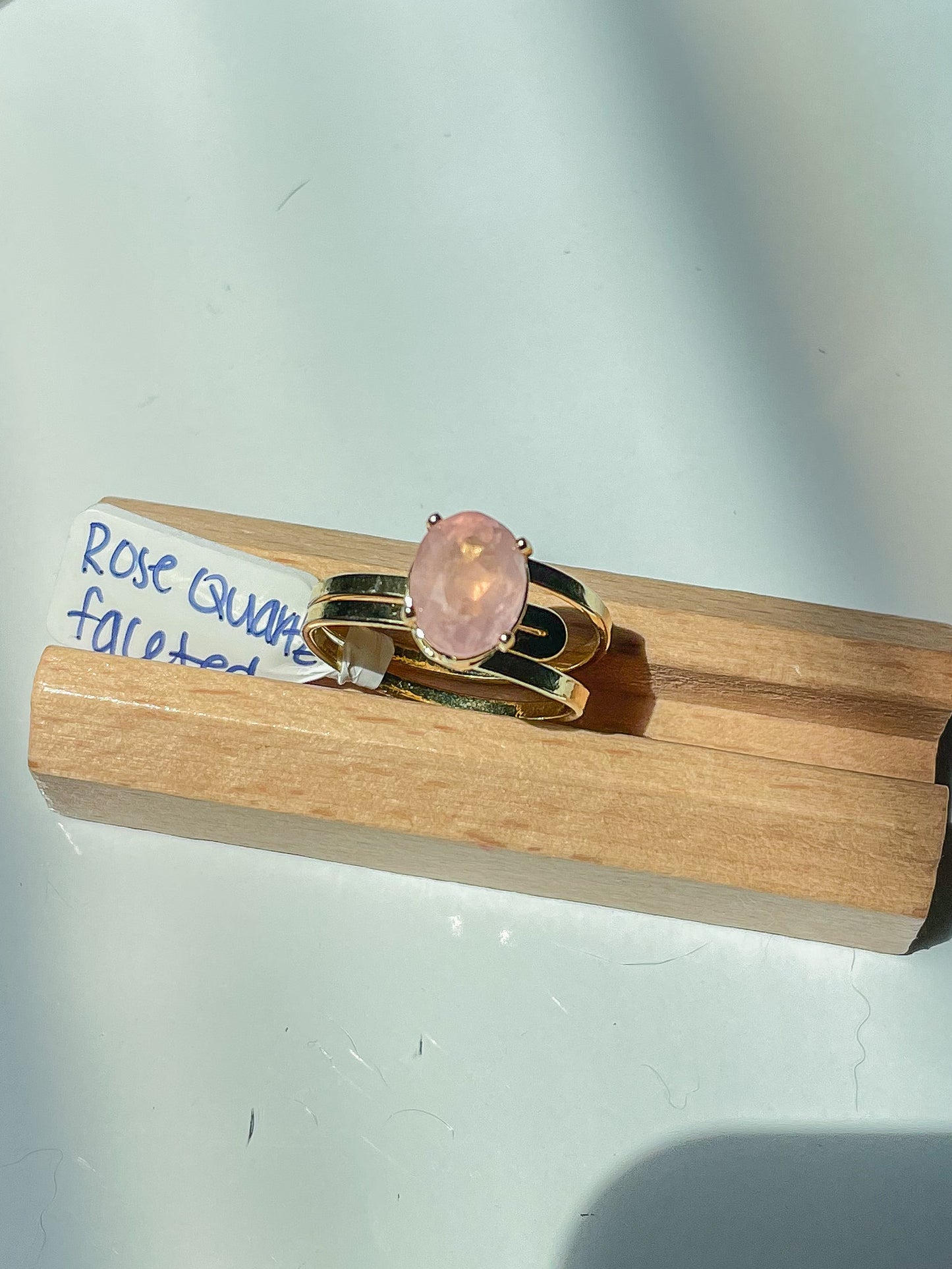 Gold Faceted Rose Quartz Ring