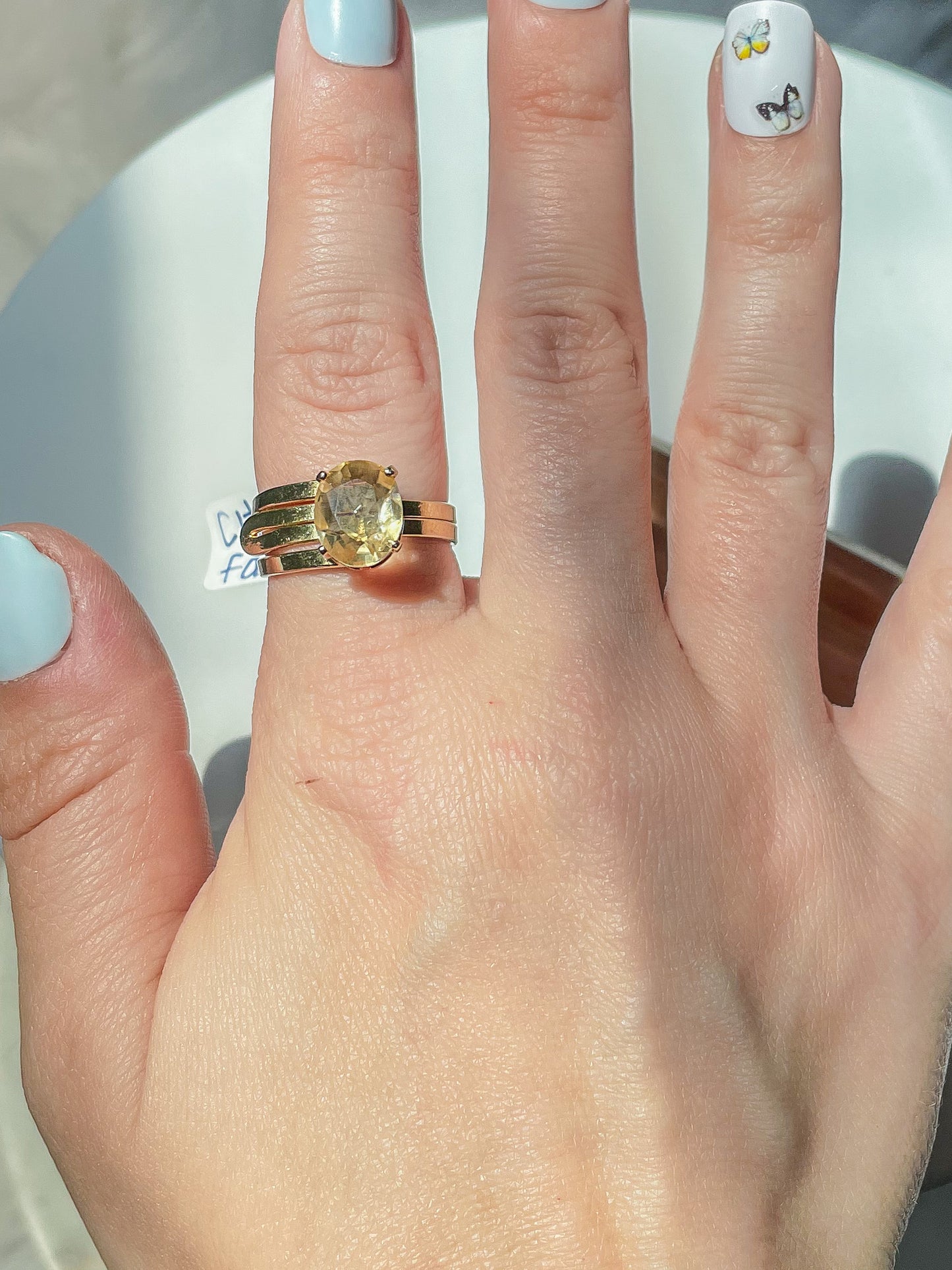 Gold Citrine Faceted Ring