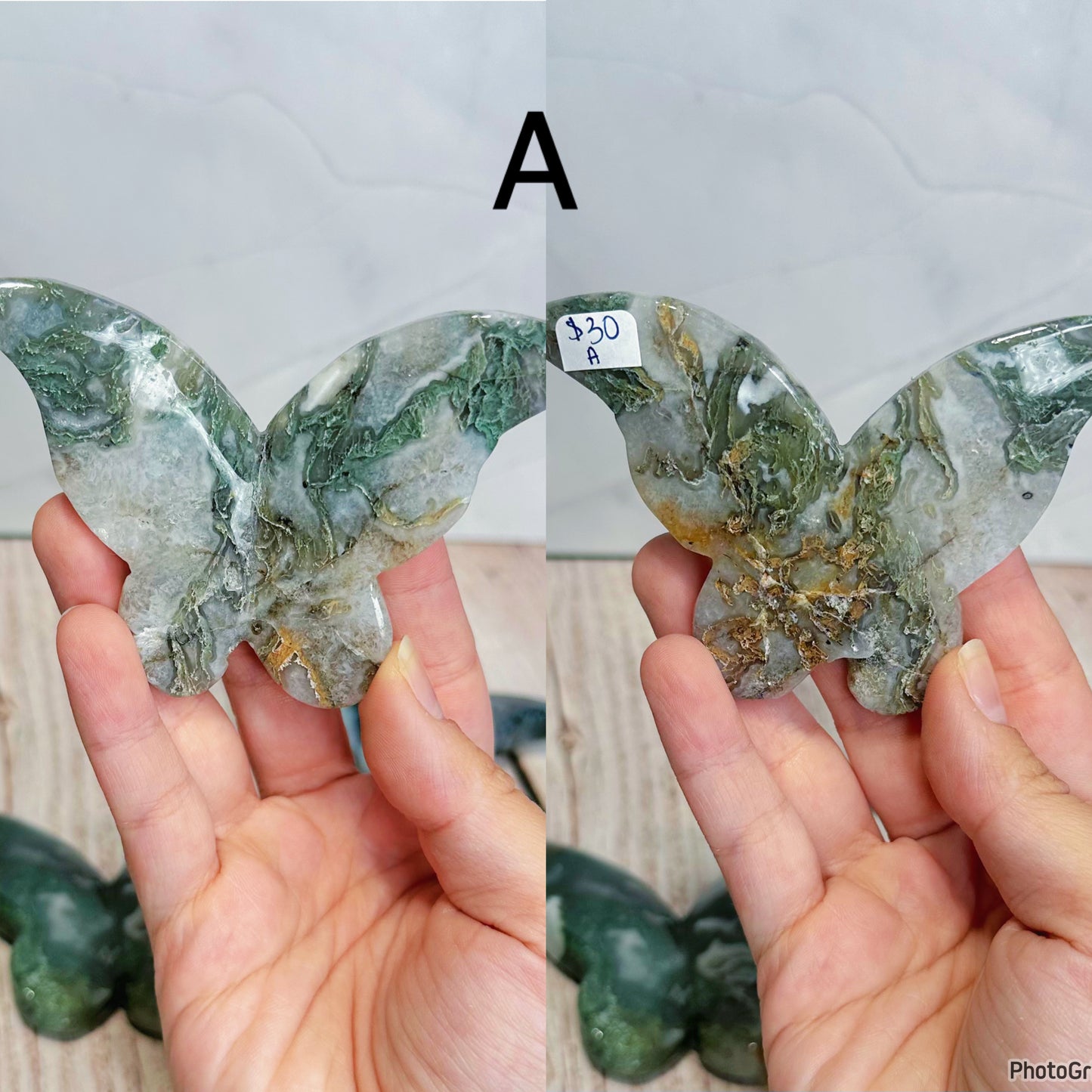 Moss Agate Butterflies