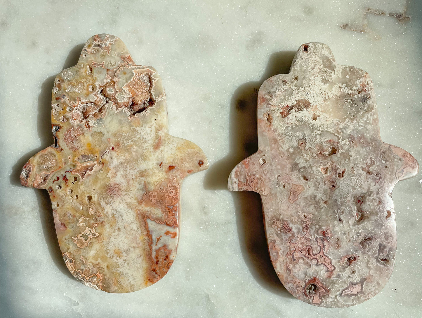 Pink Lace Agate Hamsa