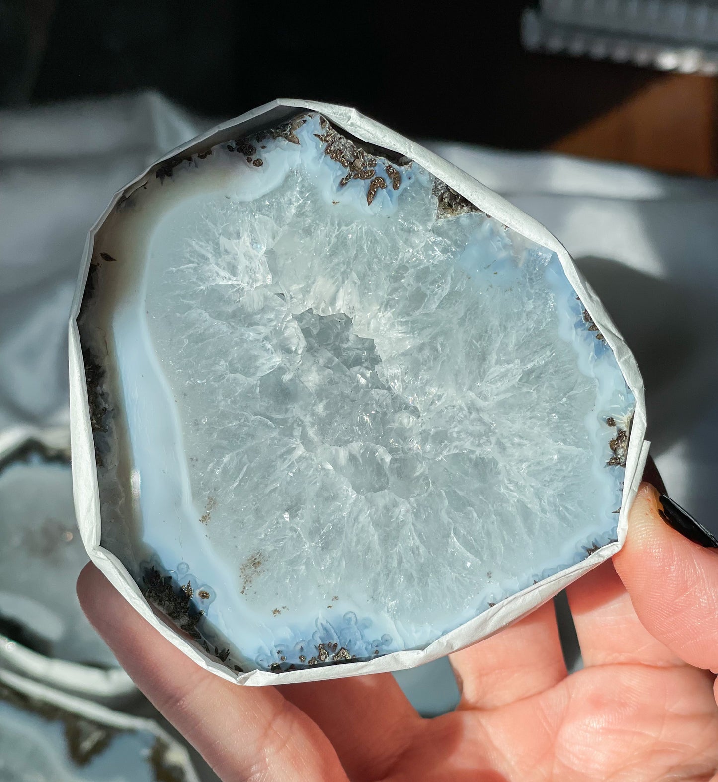 Druzy Agate Half Geode Specimen