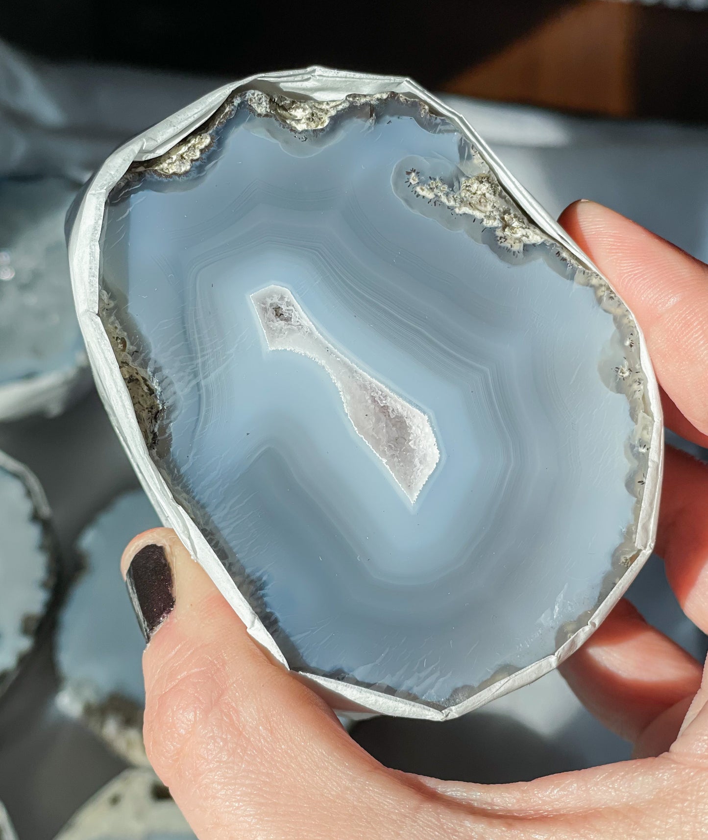 Druzy Agate Half Geode Specimen