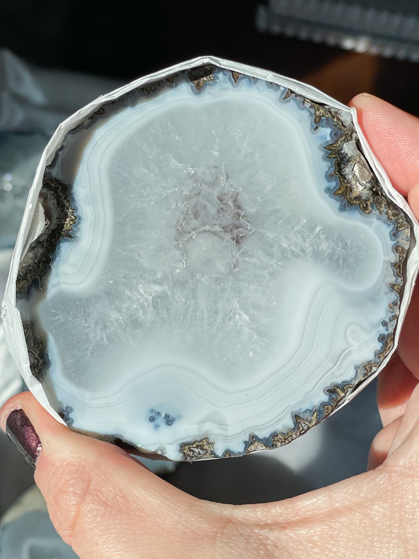 Druzy Agate Half Geode Specimen