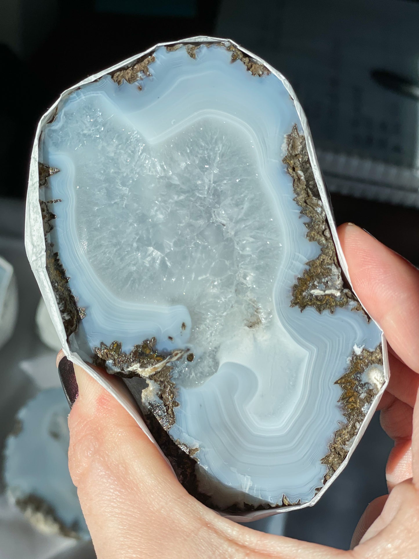 Druzy Agate Half Geode Specimen